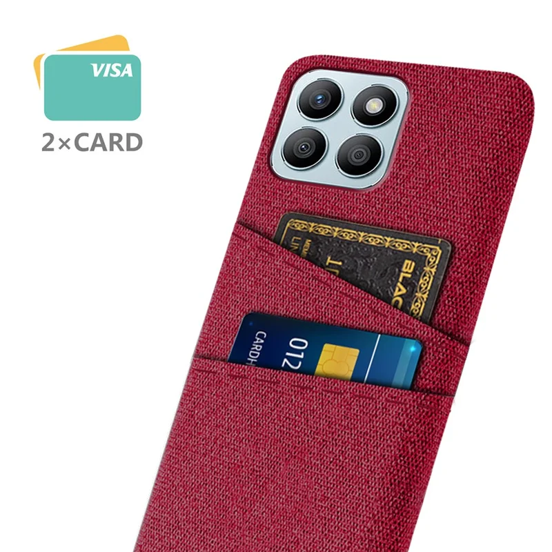 For Honor X8b 4G Phone Case Dual Card Slots Hard PC Back Cover - Red