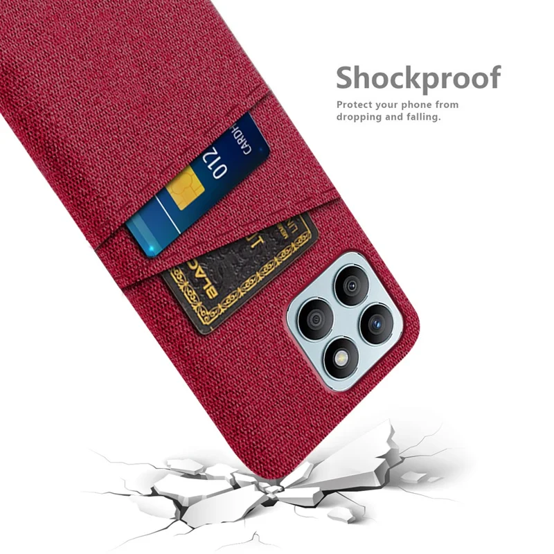 For Honor X8b 4G Phone Case Dual Card Slots Hard PC Back Cover - Red