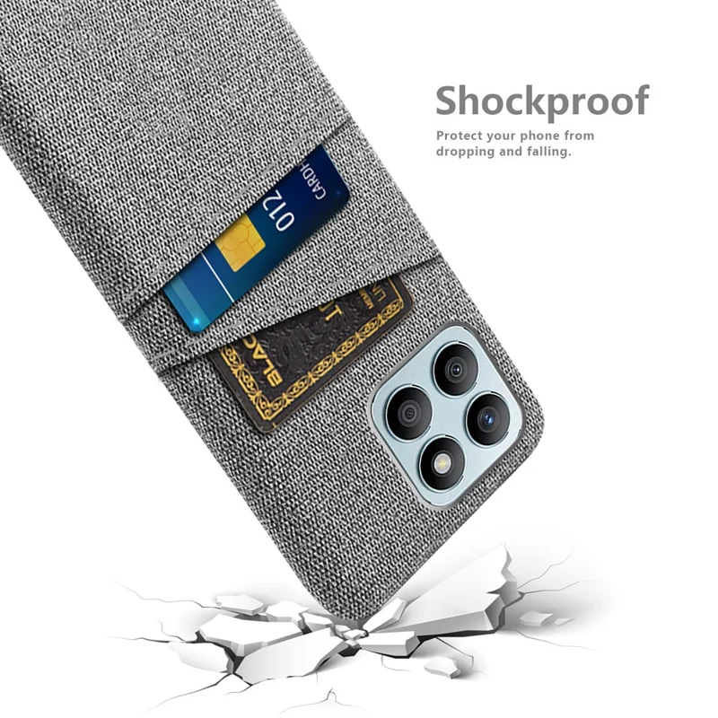 For Honor X8b 4G Phone Case Dual Card Slots Hard PC Back Cover - Light Grey