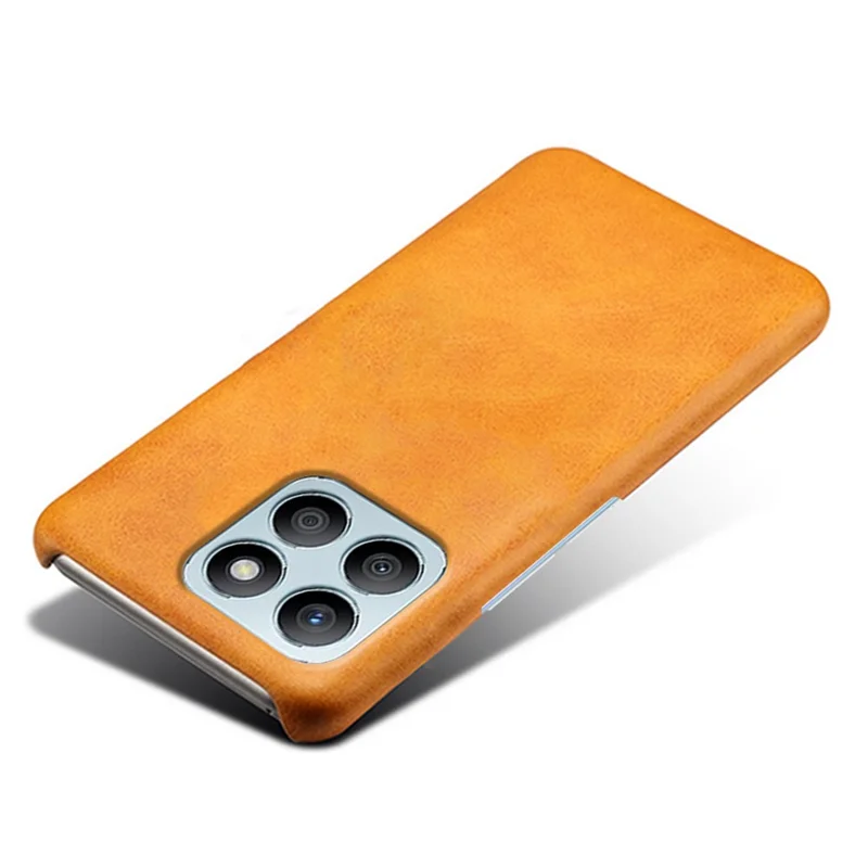 For Honor X8b 4G Phone Case Calf Texture PU Leather Hard PC Back Cover - Orange