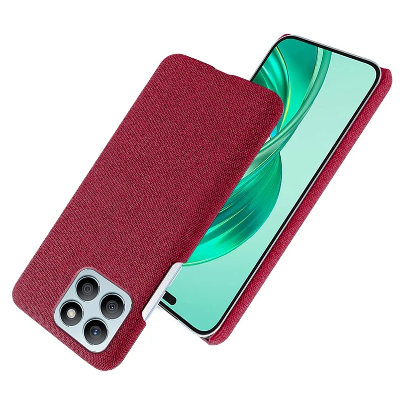 For Honor X8b 4G Phone Case Fabric Cloth Texture Protective Back Cover - Red