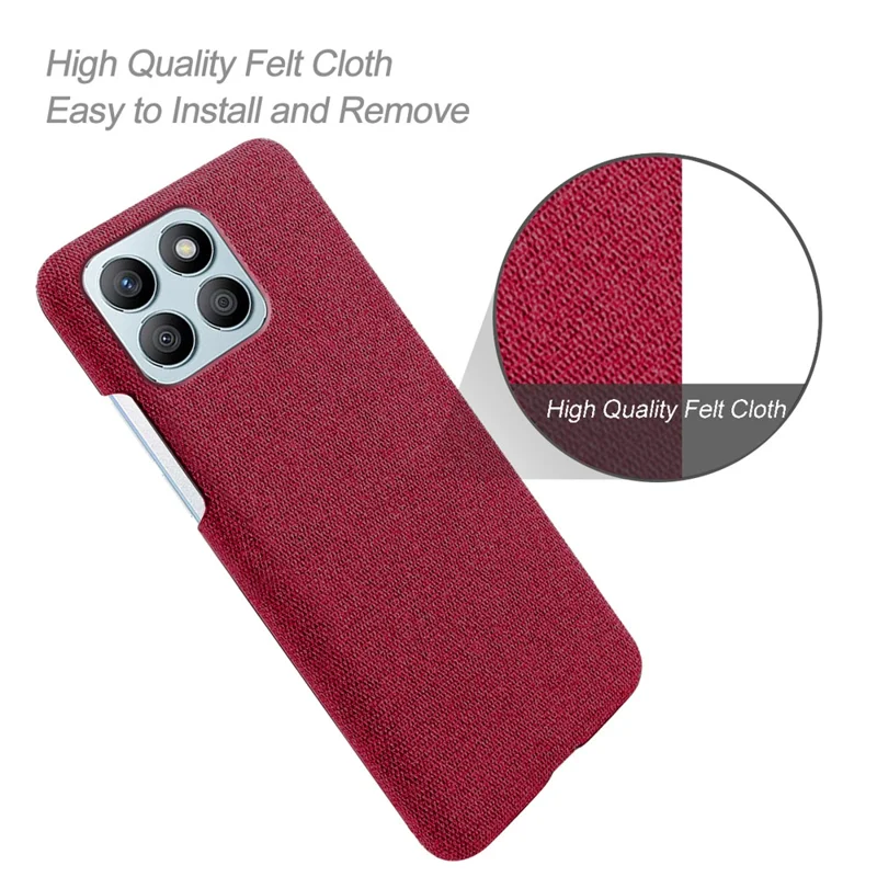 For Honor X8b 4G Phone Case Fabric Cloth Texture Protective Back Cover - Red