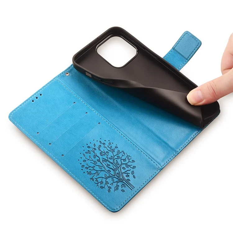 Für iPhone 14 Pro Max Case Magnetische PU-Leder+TPU bedruckte Telefonabdeckung mit Ständer - Blau