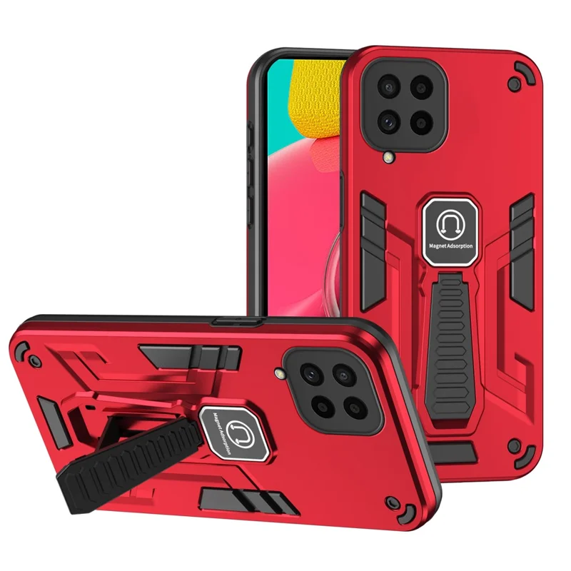 For Samsung Galaxy M53 5G Phone Case TPU+ PC Anti-Scratch Phone Cover - Red
