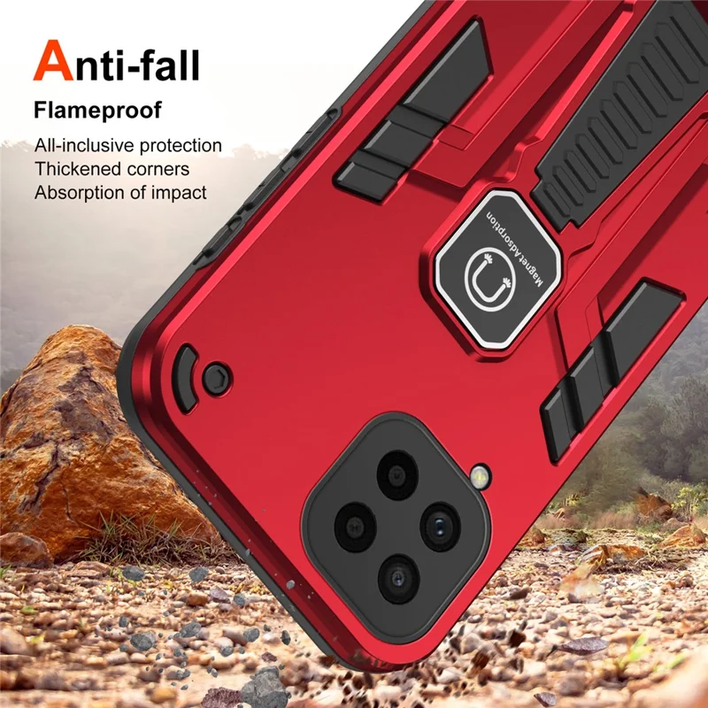 For Samsung Galaxy M53 5G Phone Case TPU+ PC Anti-Scratch Phone Cover - Red