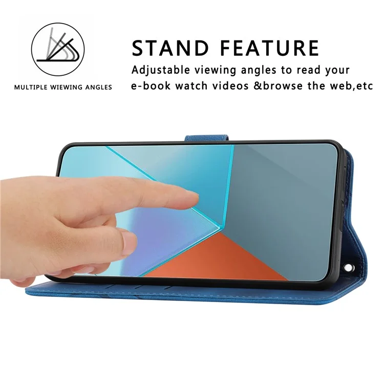 For Xiaomi Redmi Note 13 Pro 5G / Poco X6 5G Wallet Case PU Leather+TPU Phone Cover Imprinted Line - Blue