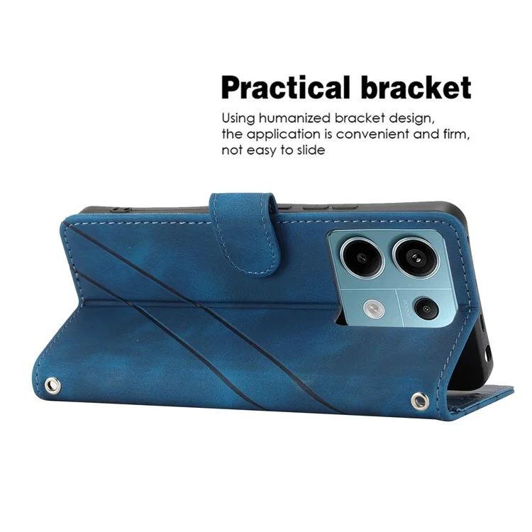 For Xiaomi Redmi Note 13 Pro 5G / Poco X6 5G Wallet Case PU Leather+TPU Phone Cover Imprinted Line - Blue