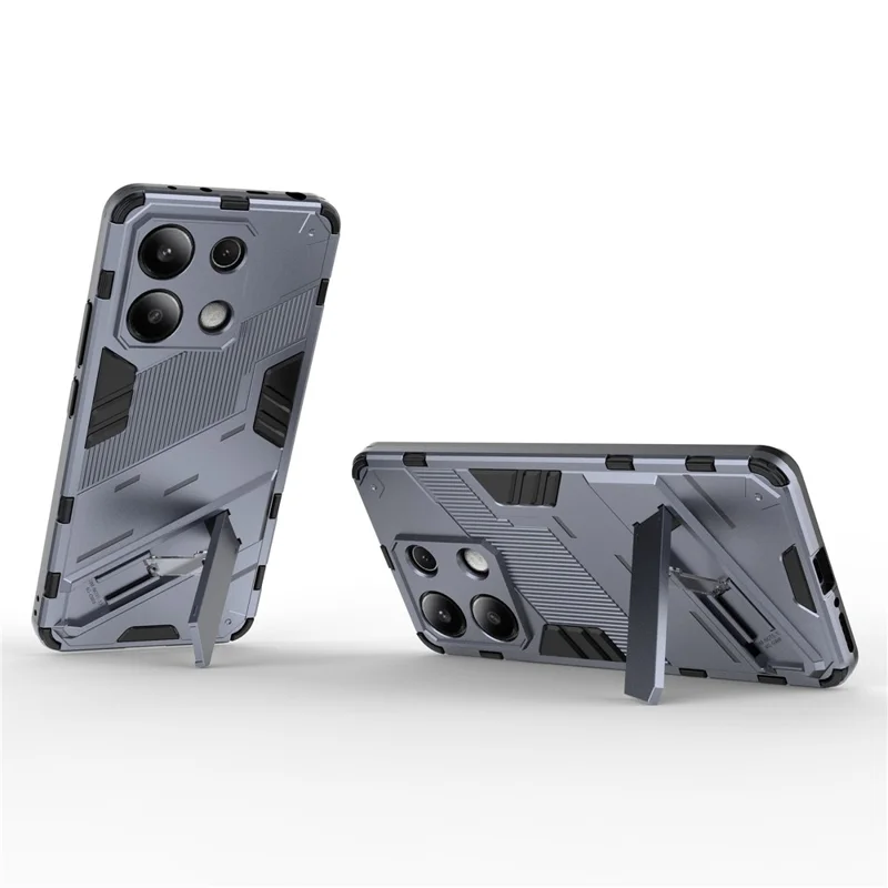 For Xiaomi Redmi Note 13 4G Phone Case Kickstand PC+TPU Drop-Proof Back Shell - Grey
