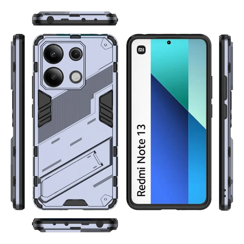 For Xiaomi Redmi Note 13 4G Phone Case Kickstand PC+TPU Drop-Proof Back Shell - Grey