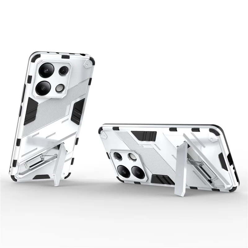 For Xiaomi Redmi Note 13 4G Phone Case Kickstand PC+TPU Drop-proof Back Shell - White