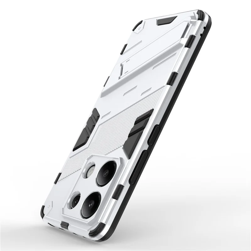 For Xiaomi Redmi Note 13 4G Phone Case Kickstand PC+TPU Drop-proof Back Shell - White