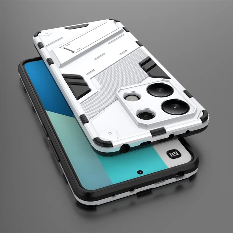 For Xiaomi Redmi Note 13 4G Phone Case Kickstand PC+TPU Drop-proof Back Shell - White