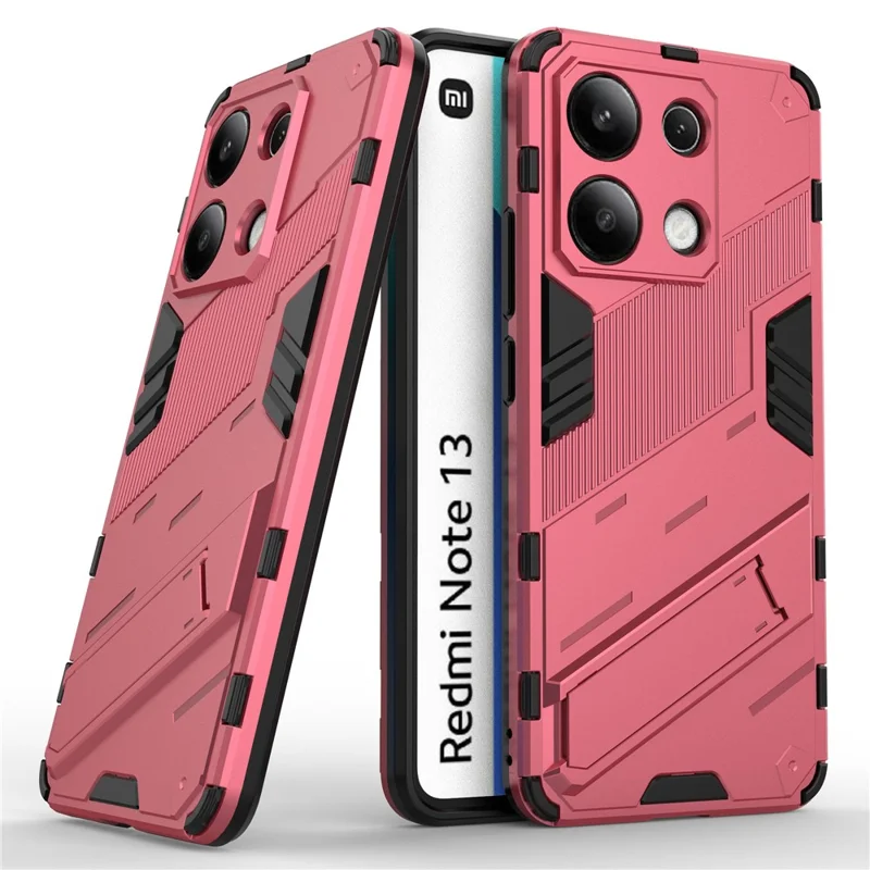 For Xiaomi Redmi Note 13 4G Phone Case Kickstand PC+TPU Drop-proof Back Shell - Rose