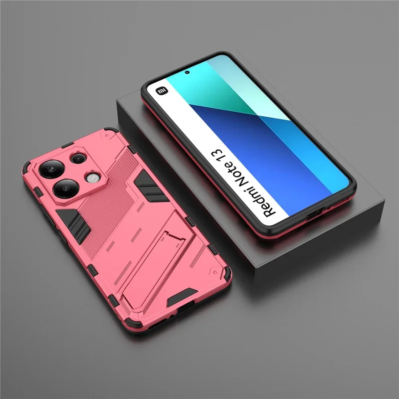 For Xiaomi Redmi Note 13 4G Phone Case Kickstand PC+TPU Drop-proof Back Shell - Rose