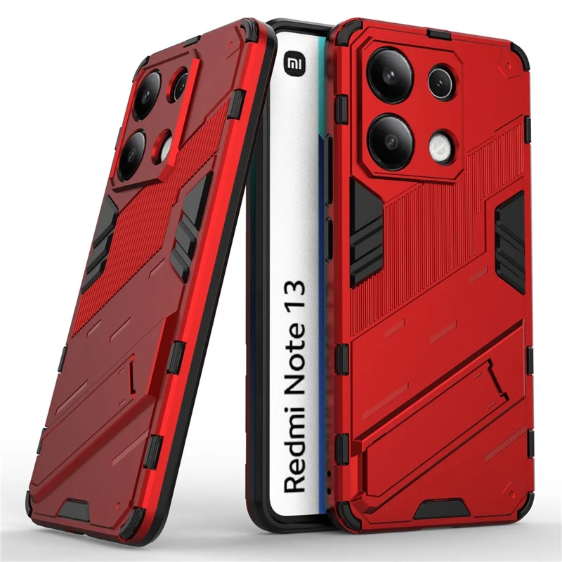 For Xiaomi Redmi Note 13 4G Phone Case Kickstand PC+TPU Drop-proof Back Shell - Red