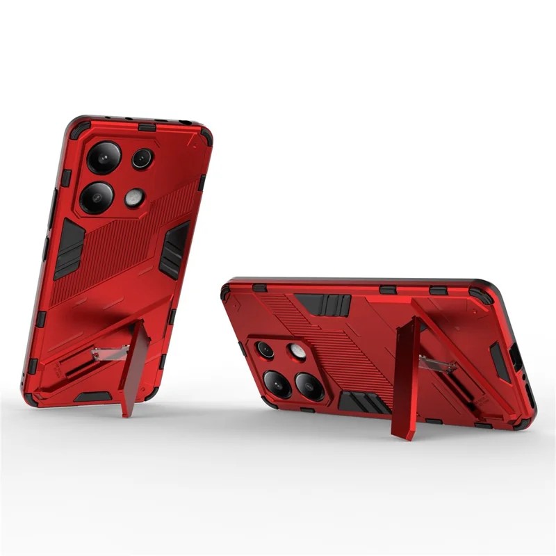For Xiaomi Redmi Note 13 4G Phone Case Kickstand PC+TPU Drop-proof Back Shell - Red