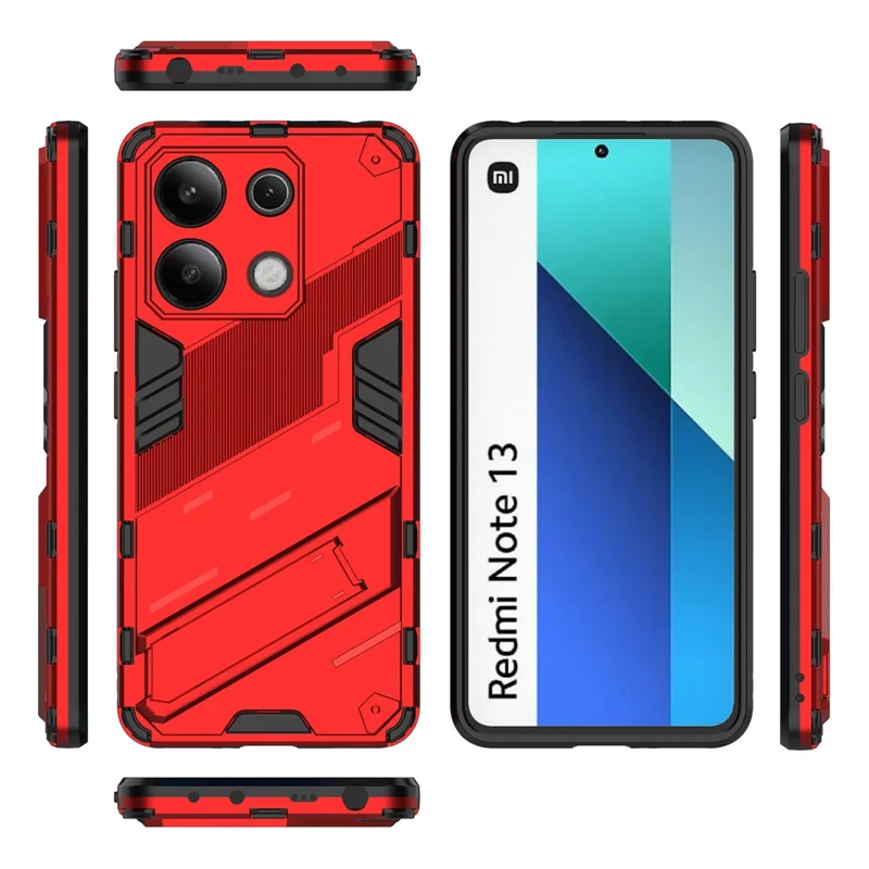 For Xiaomi Redmi Note 13 4G Phone Case Kickstand PC+TPU Drop-proof Back Shell - Red