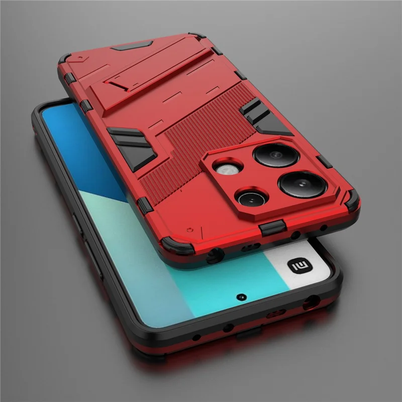 For Xiaomi Redmi Note 13 4G Phone Case Kickstand PC+TPU Drop-proof Back Shell - Red