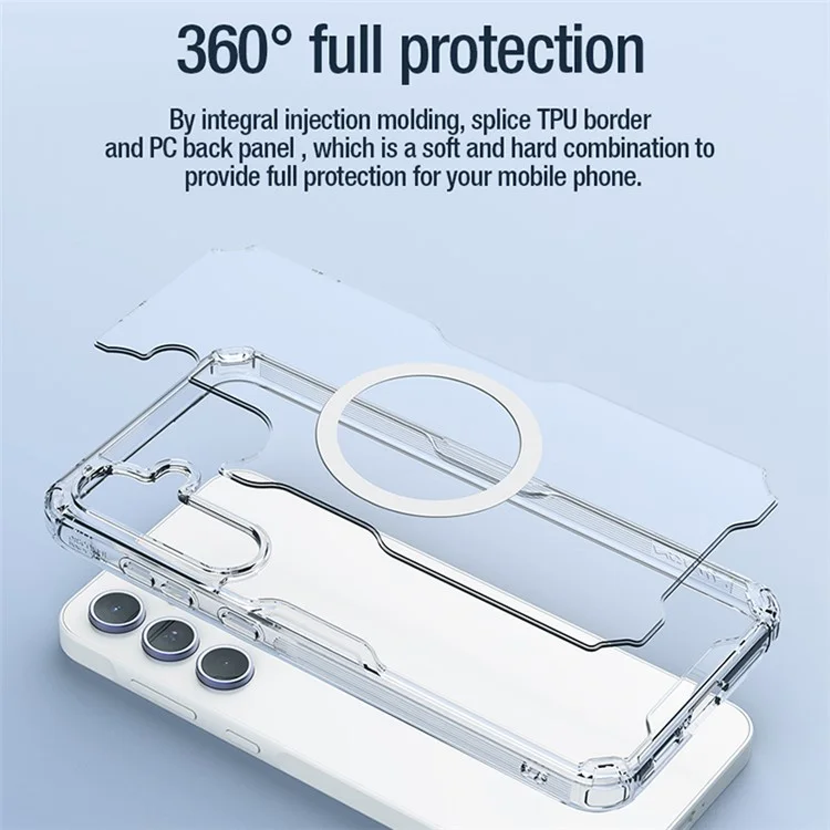 NILLKIN Pro Series per Samsung Galaxy A55 5G Case Ultra Clear TPU+PC Phone Cover Compatible con MagSafe