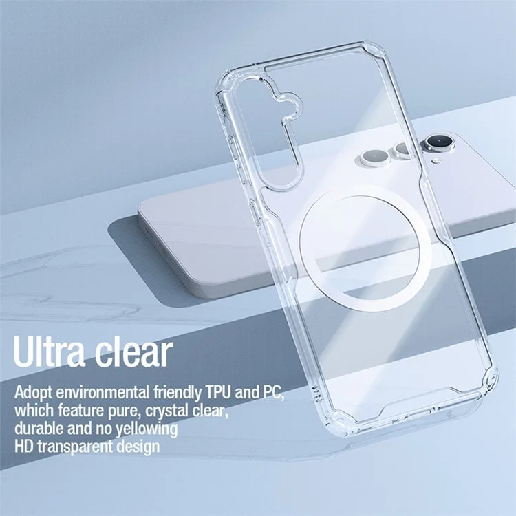 NILLKIN Pro Series per Samsung Galaxy A55 5G Case Ultra Clear TPU+PC Phone Cover Compatible con MagSafe