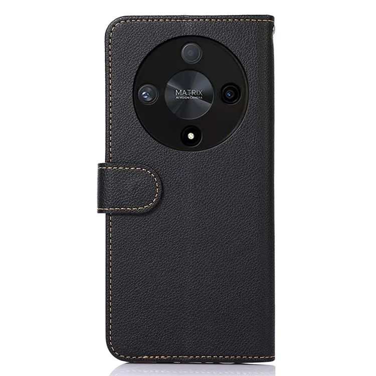 KHAZNEH For Honor Magic6 Lite 5G / X9b 5G / X50 5G Magnetic Case RFID Blocking Flip Stand Cover - Black