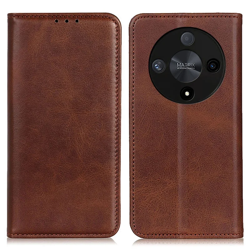 For Honor Magic6 Lite 5G / X9b 5G / X50 5G Cover Split Leather Magnetic Absorption Phone Case - Coffee