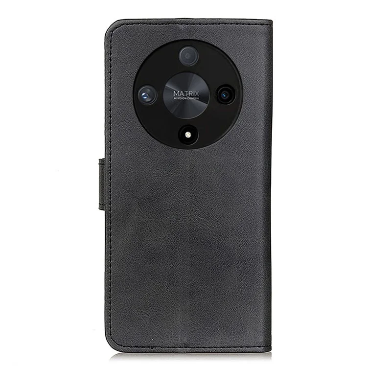 For Honor Magic6 Lite 5G / X9b 5G / X50 5G Case Leather Viewing Stand Phone Cover with Cowhide Texture - Black