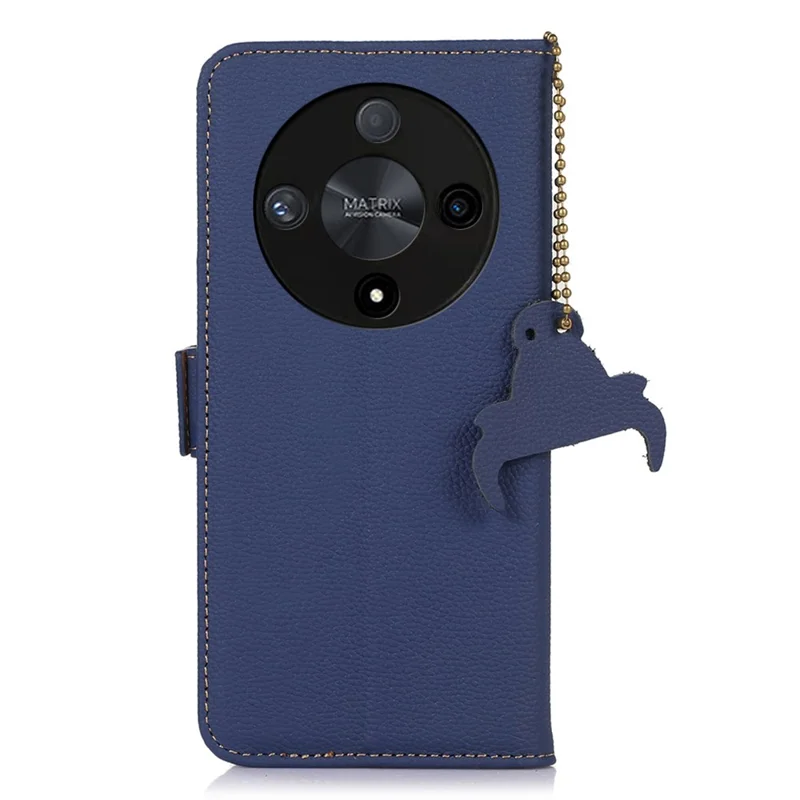 For Honor Magic6 Lite 5G / X9b 5G / X50 5G Case RFID Blocking Genuine Cow Leather Anti-drop Phone Cover - Sapphire