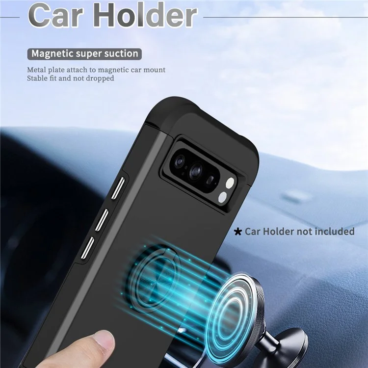 For Google Pixel 8 Pro Back Cover Scratch-proof PC+TPU Kickstand Phone Case - Black