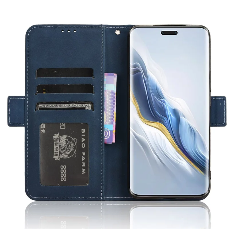 Étui en cuir pour Honor Magic6 Pro 5G Coque Support Plusieurs fentes pour cartes - Bleu