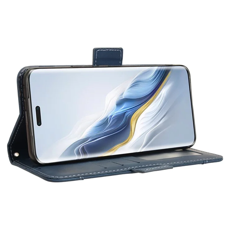 Étui en cuir pour Honor Magic6 Pro 5G Coque Support Plusieurs fentes pour cartes - Bleu