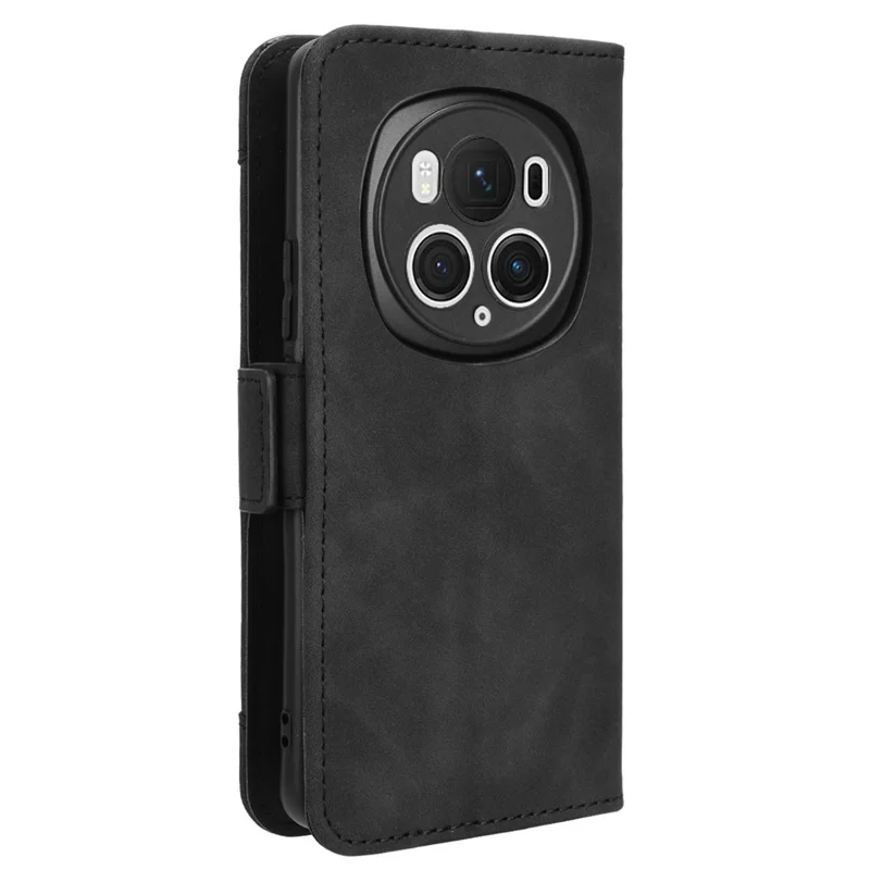 Leather Cover for Honor Magic6 Pro 5G Case Stand Multiple Card Slots Case - Black