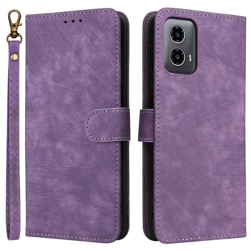 For Motorola Moto G45 5G / G34 5G Magnetic Phone Case RFID Blocking Leather Cover - Purple