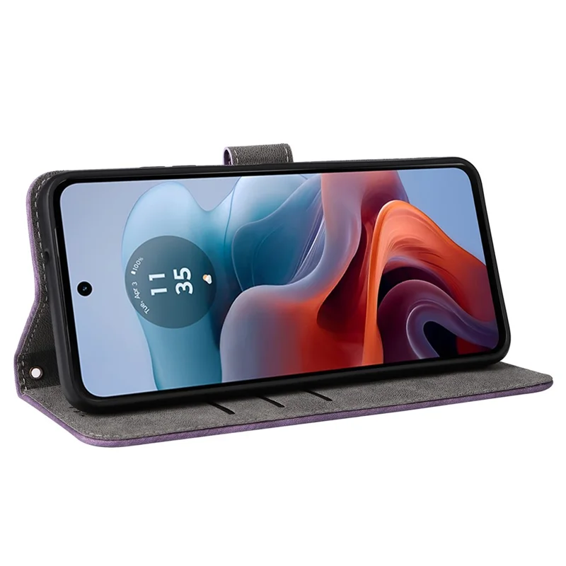 For Motorola Moto G45 5G / G34 5G Magnetic Phone Case RFID Blocking Leather Cover - Purple