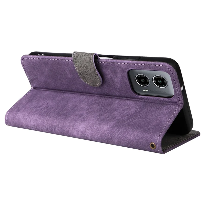 For Motorola Moto G45 5G / G34 5G Magnetic Phone Case RFID Blocking Leather Cover - Purple