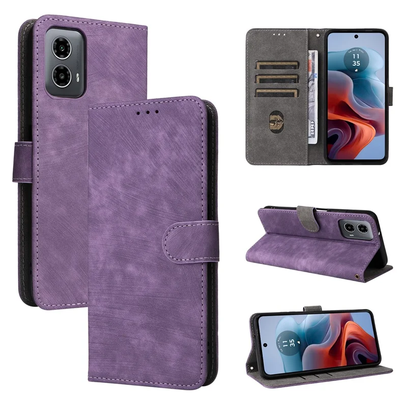 For Motorola Moto G45 5G / G34 5G Magnetic Phone Case RFID Blocking Leather Cover - Purple
