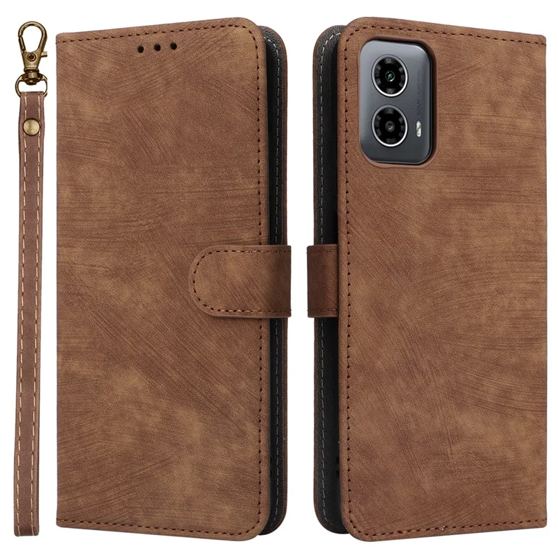 For Motorola Moto G45 5G / G34 5G Magnetic Phone Case RFID Blocking Leather Cover - Brown