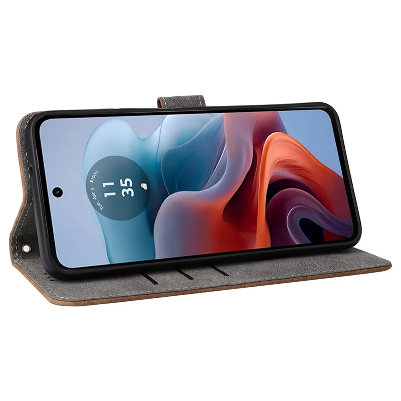 For Motorola Moto G45 5G / G34 5G Magnetic Phone Case RFID Blocking Leather Cover - Brown