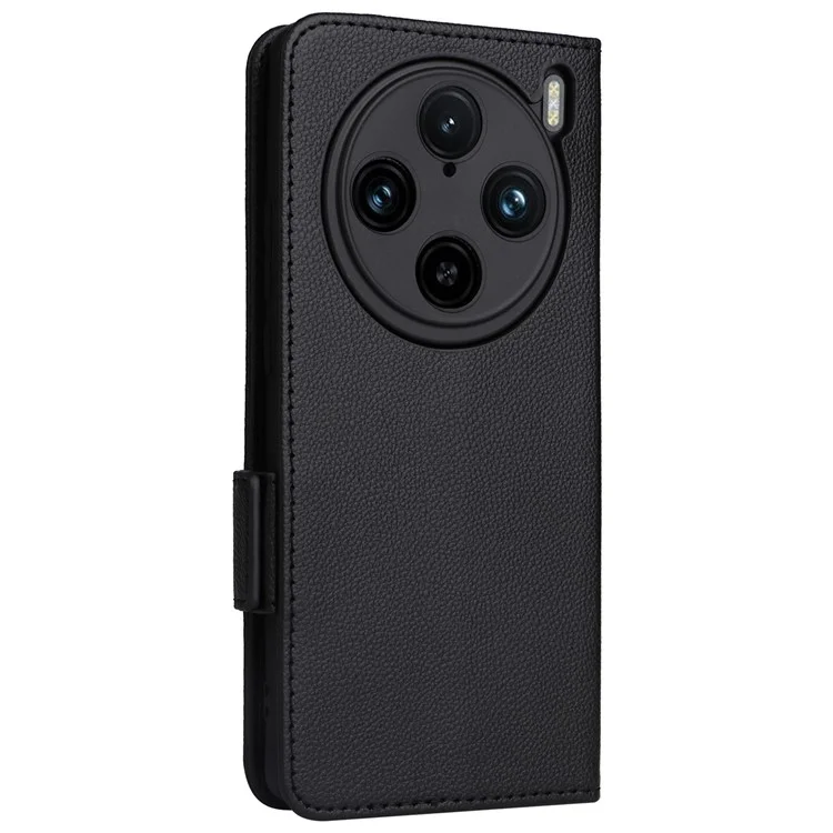 Для Vivo X100 Pro 5G Case Slots Shockpereper Phone Cover с Текстурой Litchi - Черный