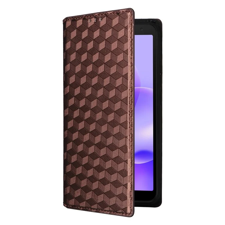 For TCL 502 Magnetic Case Leather Anti-scratch Flip Stand Phone Cover - Brown
