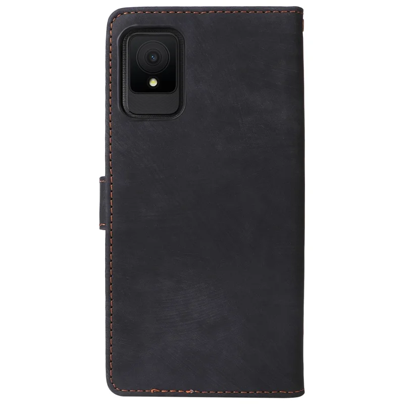 For TCL 502 Case RFID Blocking Drop-proof Wallet Phone Cover with Handy Strap - Black
