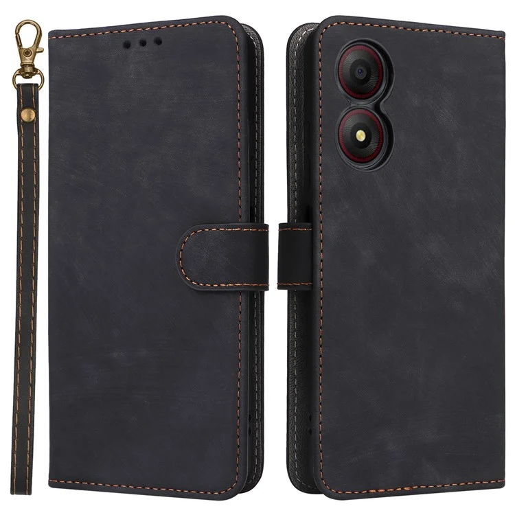 Para ZTE Blade A34 Case com Pulseira RFID Blocking Shock Absorbing Cover - Preto