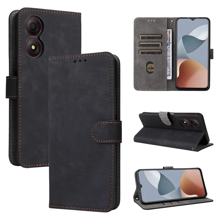 Para ZTE Blade A34 Case com Pulseira RFID Blocking Shock Absorbing Cover - Preto