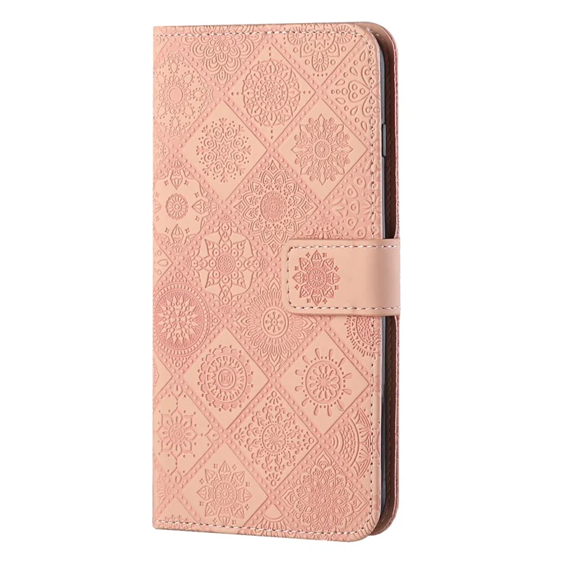 For Samsung Galaxy A25 5G (Global) (161.0 x 76.5 x 8.3mm) Wallet Case Leather+TPU Ethnic Style Cover - Pink