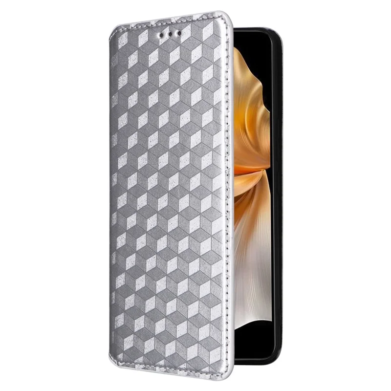 För vivo S18e 5G Läderfodral Magnetisk Avslutning Mobilhölje Rombmönster - Silver