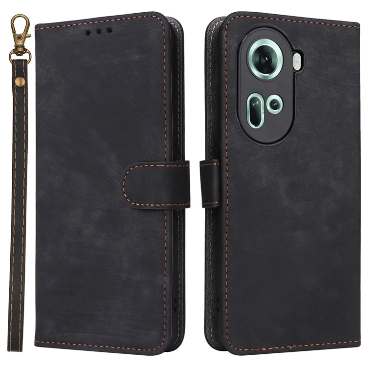 Pour Oppo Reno11 5G (Global) Étui en cuir PU Portefeuille Housse de téléphone avec blocage RFID - Noir
