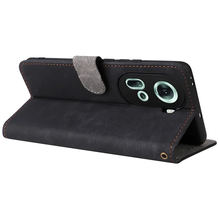 Pour Oppo Reno11 5G (Global) Étui en cuir PU Portefeuille Housse de téléphone avec blocage RFID - Noir