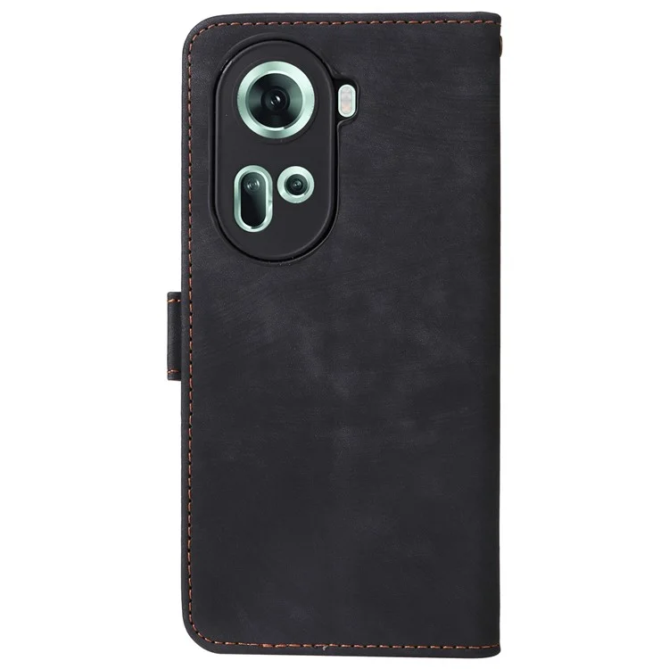 Per Oppo Reno11 Case 5G PU Coperchio Per Controllo Della Cultura Con Blocca - Nero