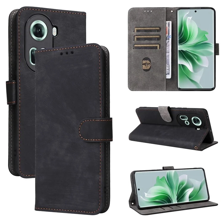 Pour Oppo Reno11 5G (Global) Étui en cuir PU Portefeuille Housse de téléphone avec blocage RFID - Noir