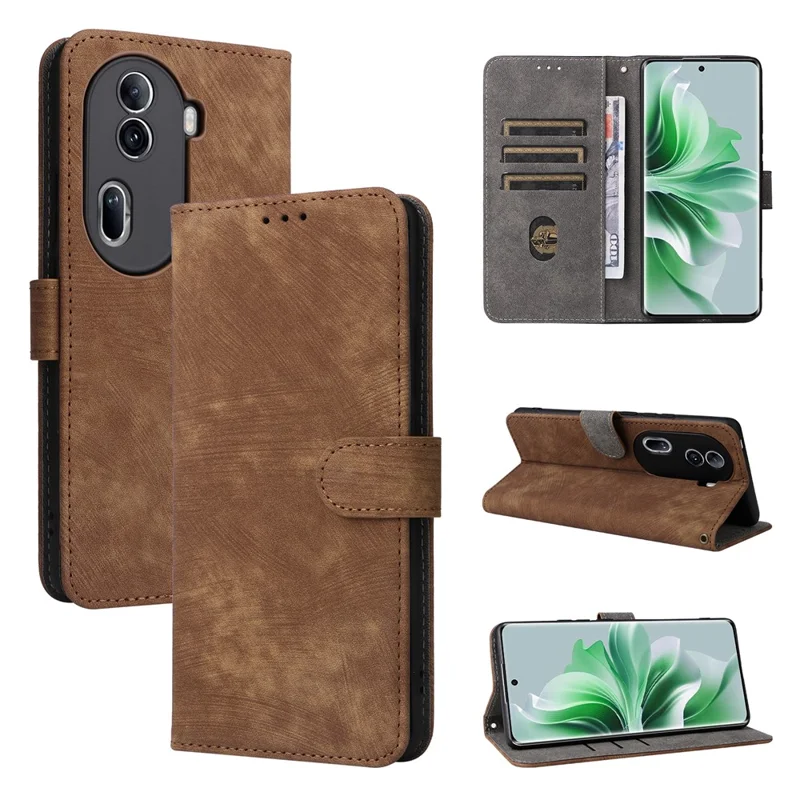 For Oppo Reno11 Pro 5G (Global) / Reno11 (China) 5G Case RFID Blocking PU Leather Phone Cover - Brown